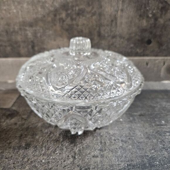 Malaysia Lidded Glass Nut/ Candy Bowl/Dish Vintage 1970's - Picture 1 of 6